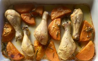 recette pilons de poulet à la courge et au romarin,