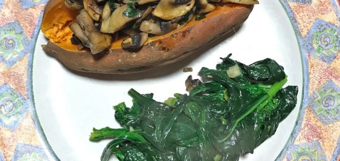 patate douce champignons et épinards